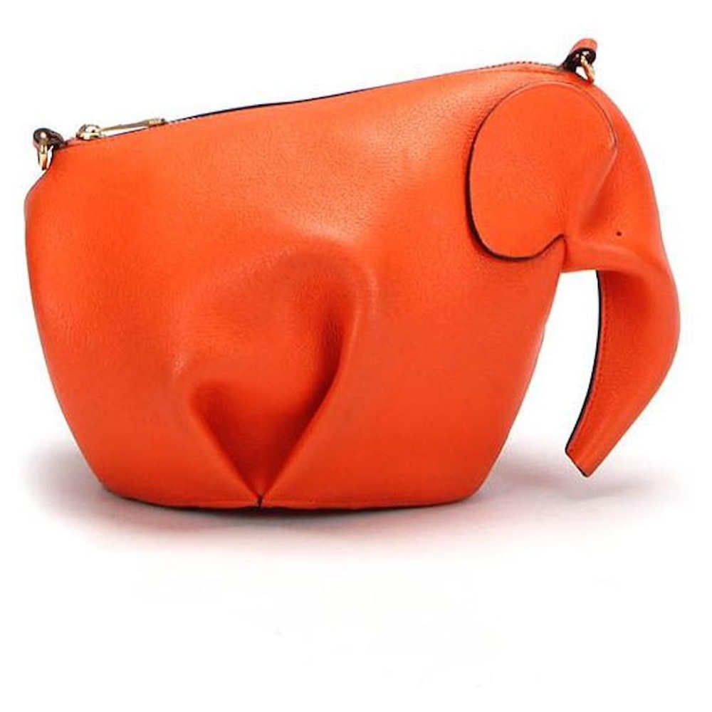 Mini Elephant Calfskin / Leather Crossbody Shoulder Bag in VIVID ORANGE - Picture 8 of 14